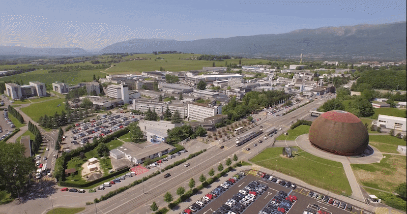 Vista aérea das instalações do CERN.